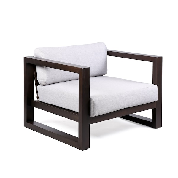 Armen Living Paradise Outdoor Dark Eucalyptus Wood Lounge Chair with Gray Cushions LCPRCHLADK - main
